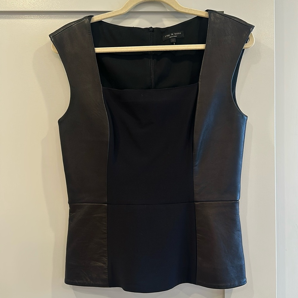 rag & bone leather peplum top